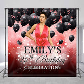 Lofaris Black Balloons Pearls Custom 25th Birthday Backdrop
